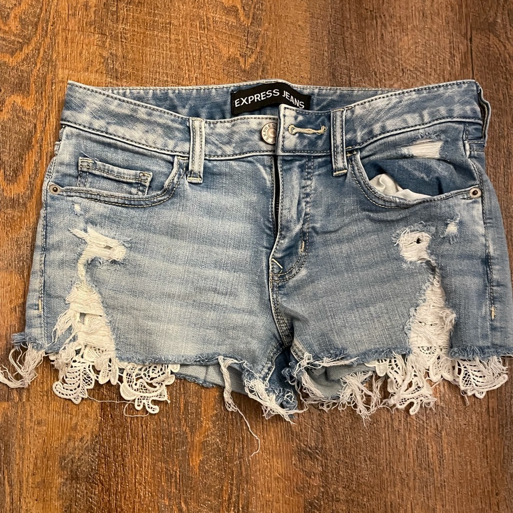 Express Denim Shorts with Lace